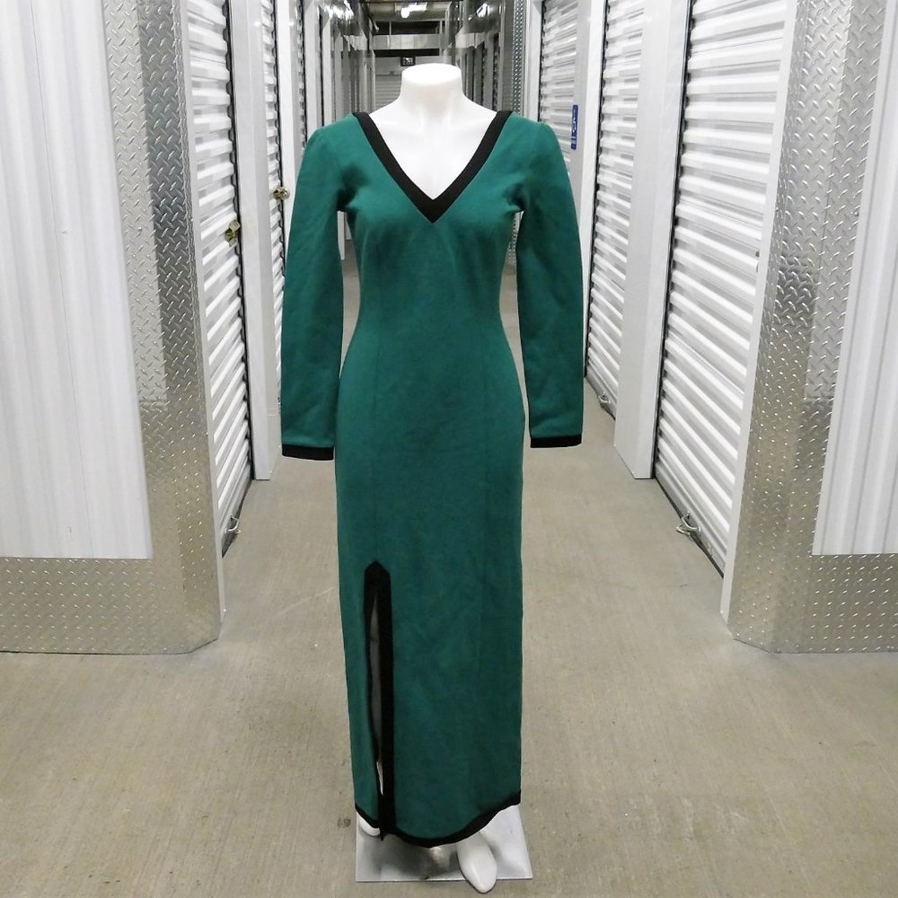 NWOT STAUD Green VNeck with Black Bodycon Dress